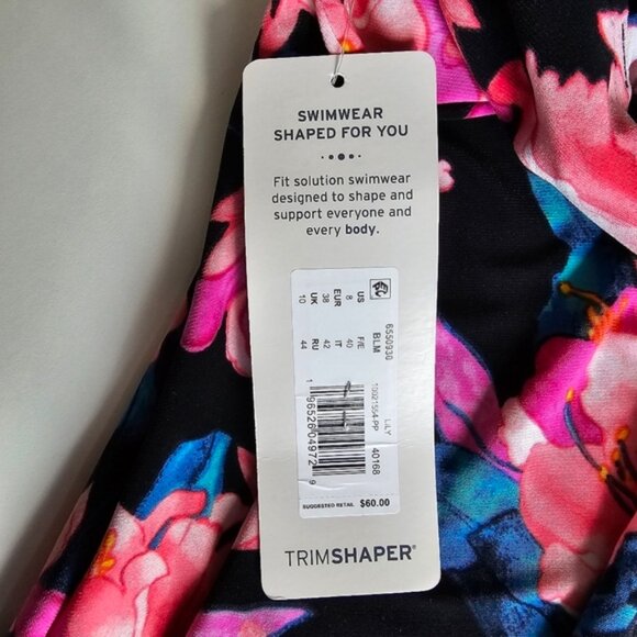 Trimshaper Lily Floral Tankini Swim Top Size 8 New - Picture 7 of 8